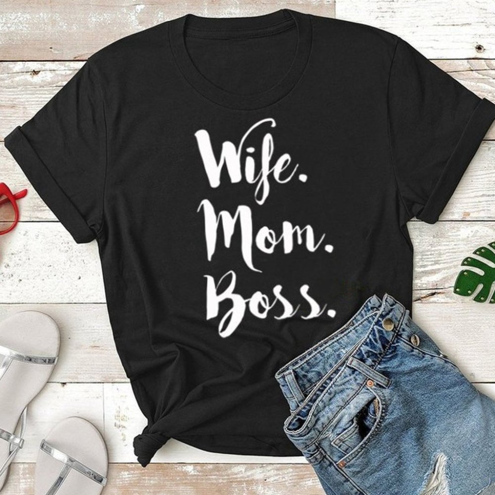 Wife Mom Boss - Black T-shirt, Graphic Tee